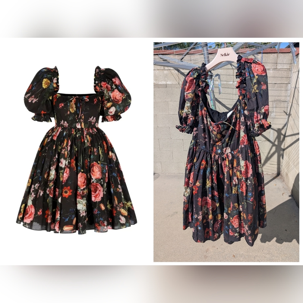 Selkie Nightcap Beach Day Dress Floral Black Plus Size 3X